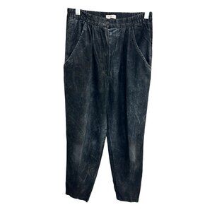 Vintage Suan Fashion Black Velvet Womens Tapered Pants Elastic Waist